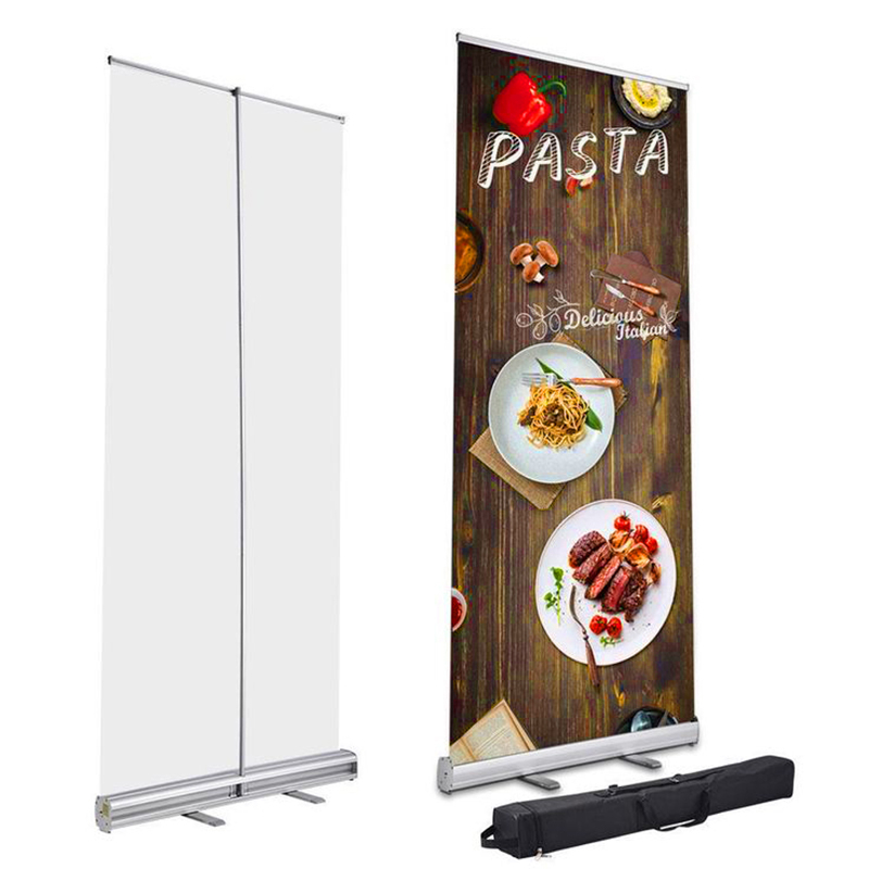 RUS-KM014 Hot Sell Stand Retractable Pull Up Banner Stand 80*20cm Roll Up Banner Stand